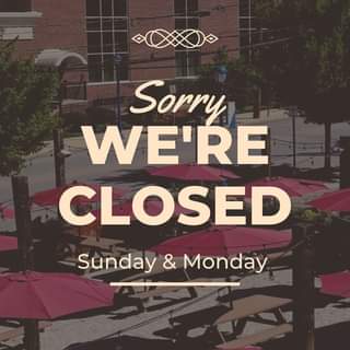 We are closed 7/3 and 7/4 for the Holiday 🎆🍻 Everyone enjoy your celebrations! F